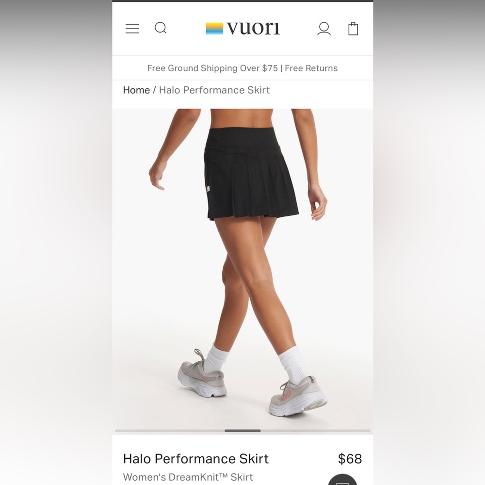 Black VUORI Halo Performance Skirt